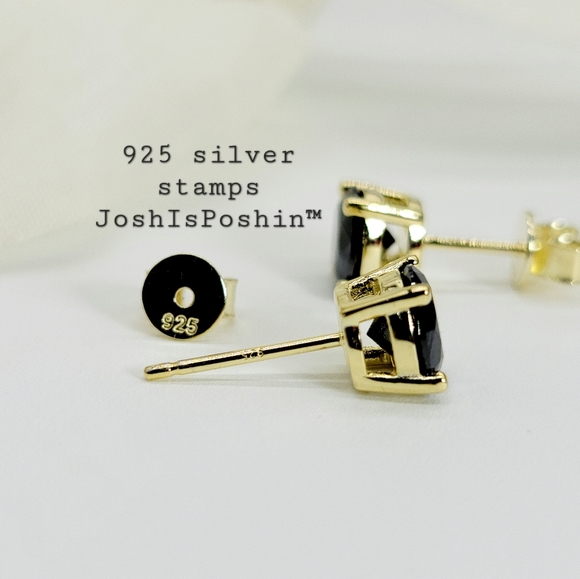 2CT. T.W. Black Moissanite stud earrings in 18K gold over sterling silver - Picture 7 of 13